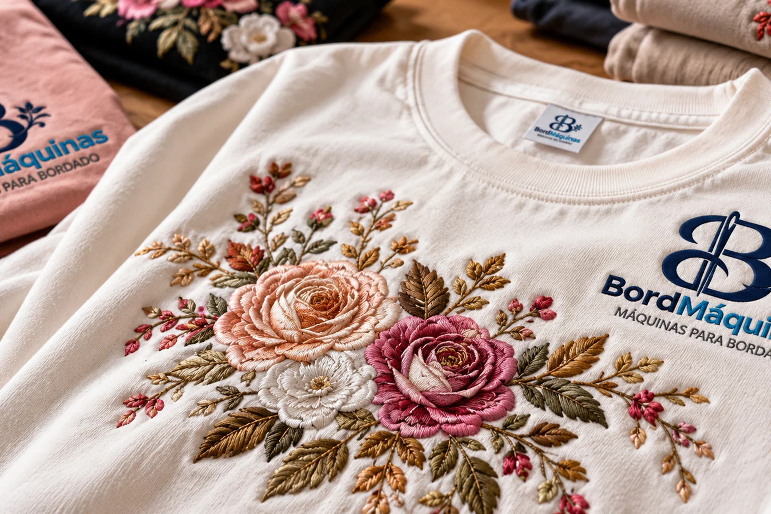 Peça de moda com bordado decorativo de alta precisão